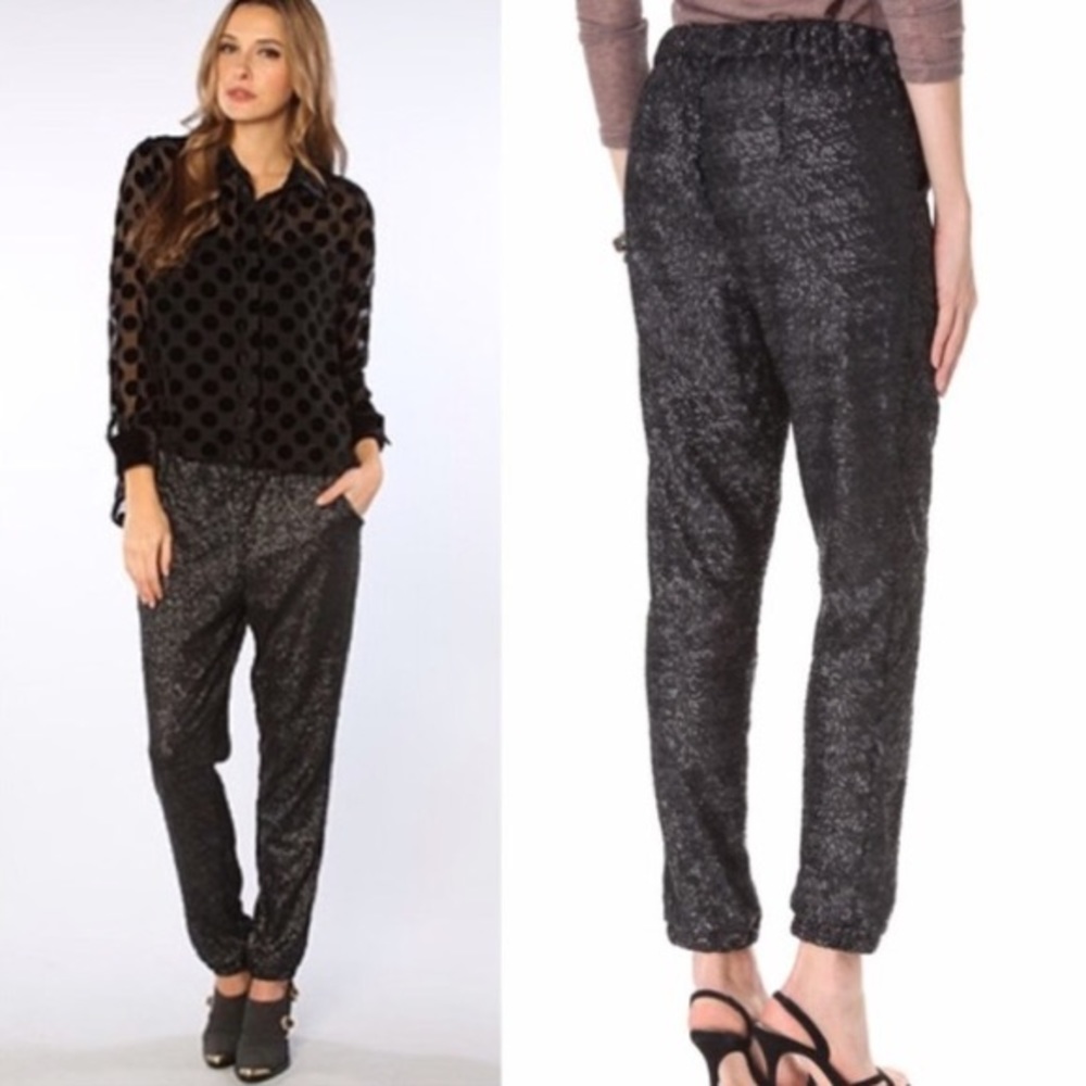 Free People black sequin party pant joggers